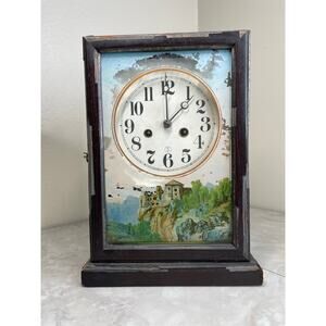 Late 19th Century Junghans Hand Painted Mantel Clock